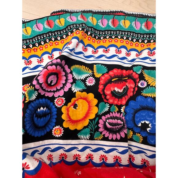 Vintage Ethnic Floral Print Skirt Size Small Red KNee Length Fun Festival - Picture 4 of 7